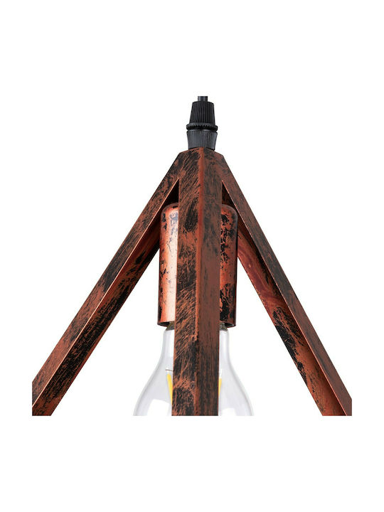 GloboStar Triangle Висящо Осветително Тяло Меден Мрежа с Цокъл E27 70x22x130см.