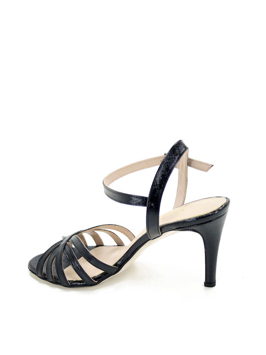 Ellen Women's Sandals Black with Thin High Heel