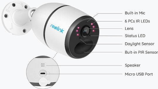 Reolink Go Plus IP Surveillance Camera 4G Full HD+ 4MP Waterproof Battery Powered with Two-Way Communication Solar Panel