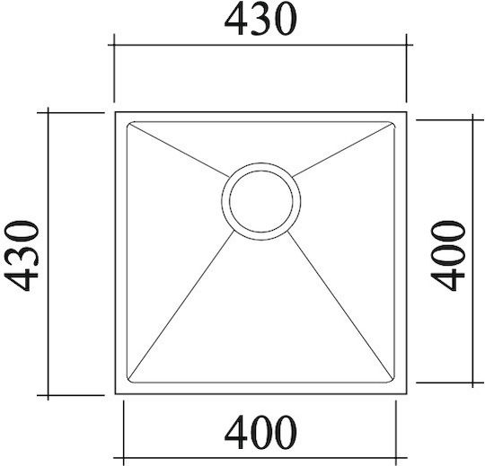 Macart Quattro Ένθετος Inox Σατινέ Μ40xΠ40cm Ασημί