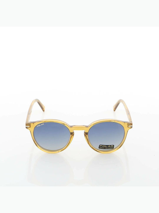Polar Gold 111 Unisex Sonnenbrille mit Braun Kunststoff Gestell und Blau Verlaufsfarbe Polarisiert Linse