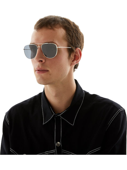Komono Curtis Unisex Sunglasses with Silver Metal Frame and Gray Lens KOM-S8100