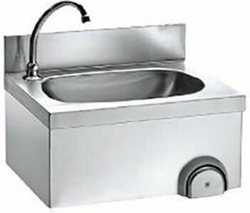 Niki Inox Professionelle Handwaschstation Wandmontage mit Fußventil LK PO 00 40x40x25cm