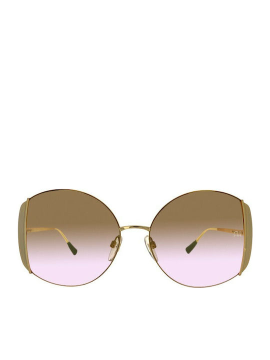 Ana Hickmann Women's Sunglasses with Gold Metal Frame and Beige Gradient Lens