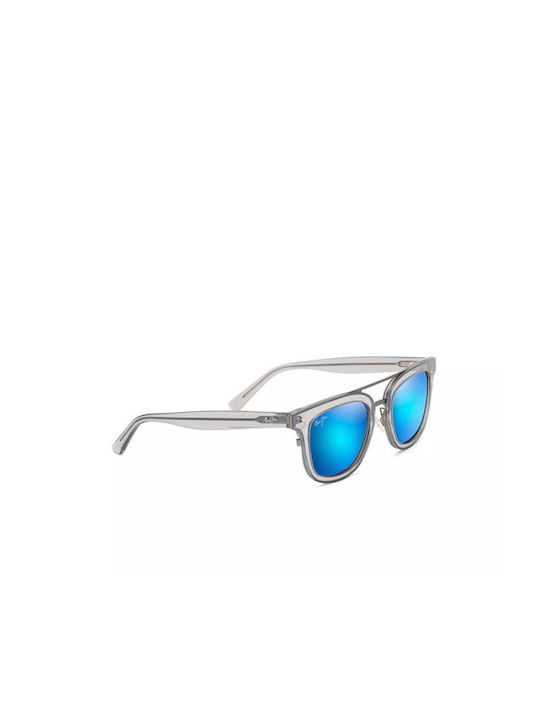 Maui Jim Relaxation Mode Men's Sunglasses with Gray Plastic Frame and Light Blue Polarized Mirror Lens B844-27G