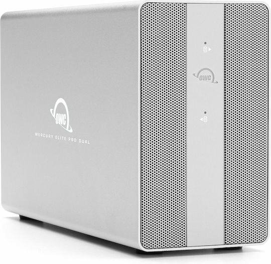 OWC Mercury Elite Pro Dual Carcasă pentru 2 unități de hard disk 2.5" / 3.5" SATA III cu conexiune USB 3.2 Tip-C în culoarea Argintiu