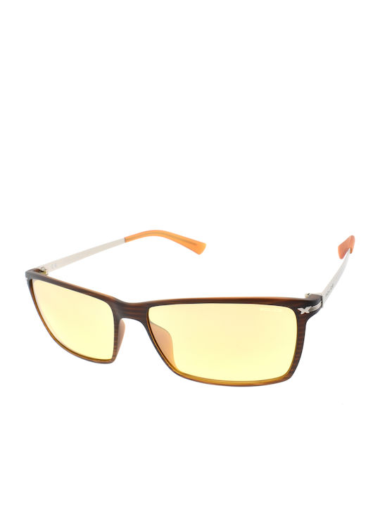 Police Herren Sonnenbrille mit Braun Gestell und Gelb Linse S1957 D83M