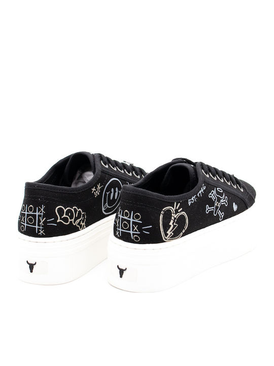 Rhea Damen Flatforms Sneakers Schwarz 0112000576