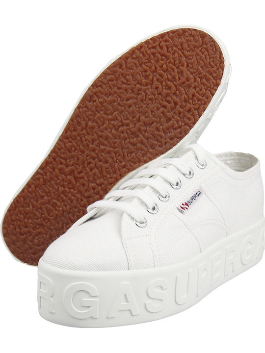 2790 3D Lettering Flatforms Sneakers White