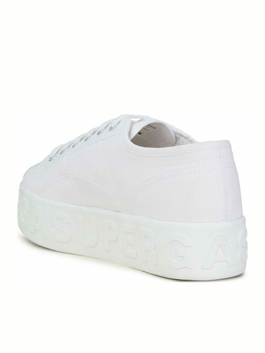 2790 3D Lettering Flatforms Sneakers White