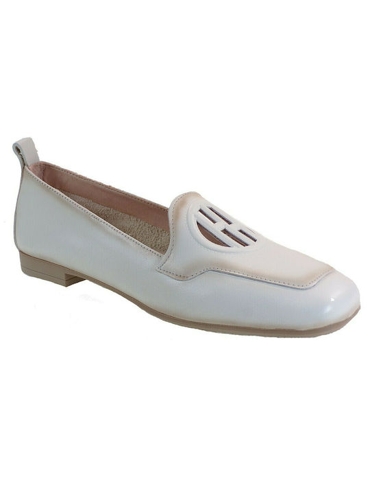 Hispanitas Leather Women's Moccasins in White Color