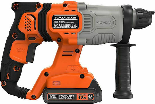 Black & Decker Κρουστικό Σκαπτικό Πιστολέτο Μπαταρίας 18V 2x2.5Ah με Υποδοχή SDS Plus BCD900E2K