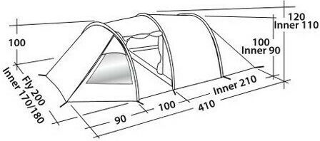 Easy Camp Spirit 300 Camping Tent Tunnel Khaki with Double Cloth 3 Seasons for 3 People 410x200x110cm