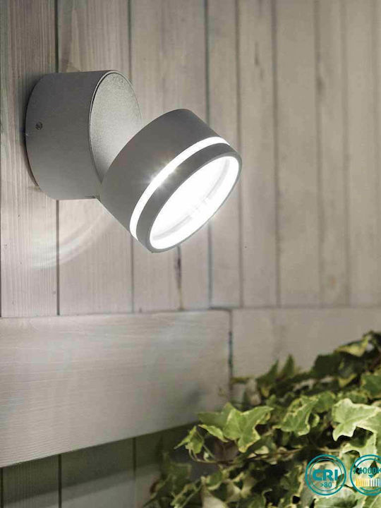 Ideal Lux Omega Round Wandmontiertes Außen-Spotlight LED IP54 7W mit Natürliches Weiß Licht 9x8.5εκ.