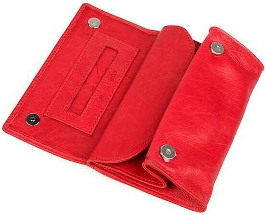 Fetiche Leather Καπνοθήκη από Κόκκινη Δερματίνη με Μαγνητικό Κούμπωμα 13x8.5εκ.