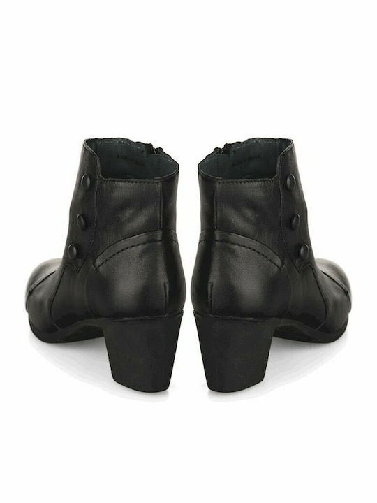 Leder Stiefeletten Damen Schwarz