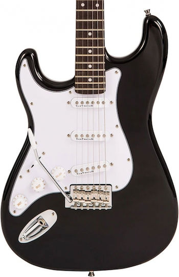 Encore E6 Electric Guitar for Left-handed Stratocaster with SSS Pickup Configuration Black