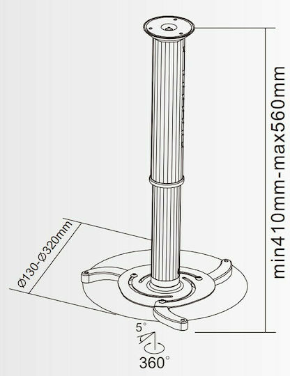 Projector Mount Ceiling 90011-352 with Maximum Load Capacity of 10kg Silver