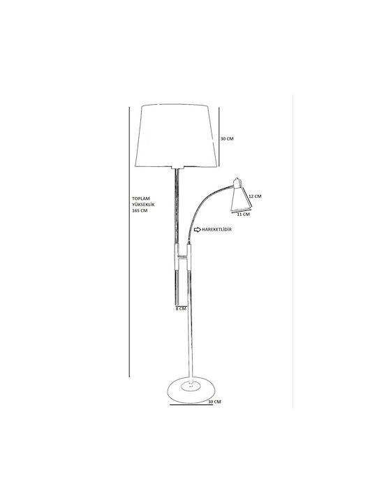 Forza Lampa de podea Î165xL30cm. cu Soclu pentru Bec E27 Negru