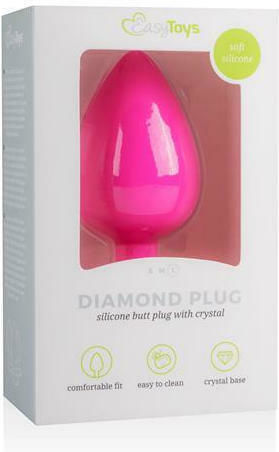 Easytoys Diamond Butt Plug Large Πρωκτική Σφήνα Large Pink 10cm