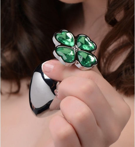 Booty Sparks Lucky Clover Πρωκτική Σφήνα Ασημί 6.60cm