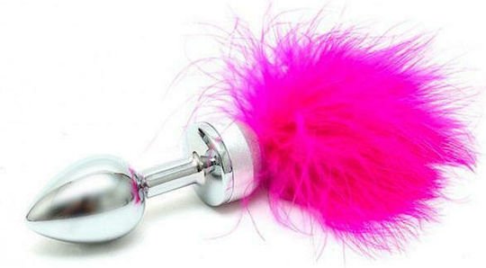 Rimba Bondage Play Butt Plug With Feather Small Πρωκτική Σφήνα Small Pink 4.5cm