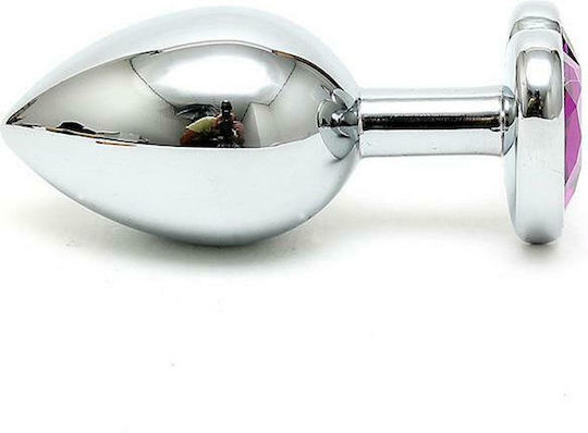 Rimba Bondage Play Plug Metal Heart Πρωκτική Σφήνα Purple 7.3cm