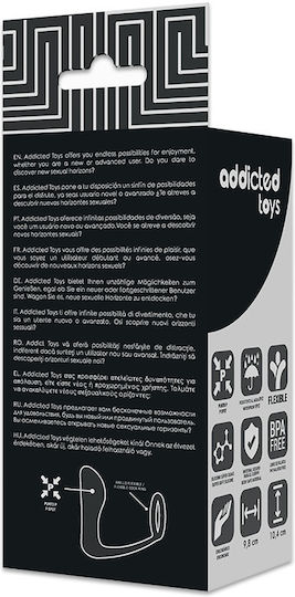 Addicted Toys Пръстен Петел Силикон с анална клипса Черен