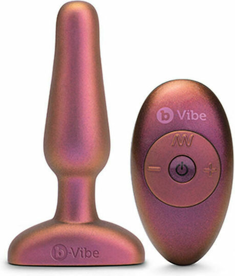 b-Vibe Novice Plug Limited Edition Анална тапа с възможност за безжична работа и вибрация Galaxy Plum 10см