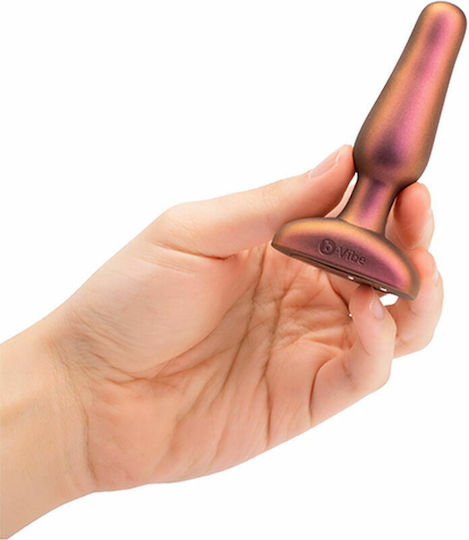b-Vibe Novice Plug Limited Edition Анална тапа с възможност за безжична работа и вибрация Galaxy Plum 10см
