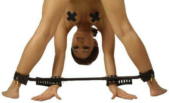 XR Strict Leather Locking Wrist Ankle Spreader Bar Μπάρα Ακινητοποίησης σε Μαύρο Χρώμα