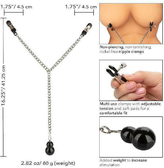 Calexotics Cleme Pentru Sfârcuri Cu Greutate Dual Tier În Culoare Argintie