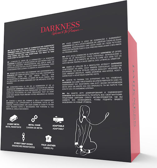 Darkness Leather Handcuffs Black Σετ για Δέσιμο Λαιμού & Άκρων Black