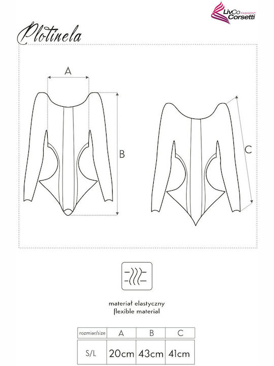 Lingerie Long Sleeve String Bodysuit Plotinela Black