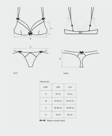 Obsessive Intensa Set Bra & Thong Black