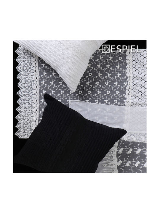 Espiel Sofa Cushion from 100% Cotton Black Velvet-Black Metal 45x45cm.