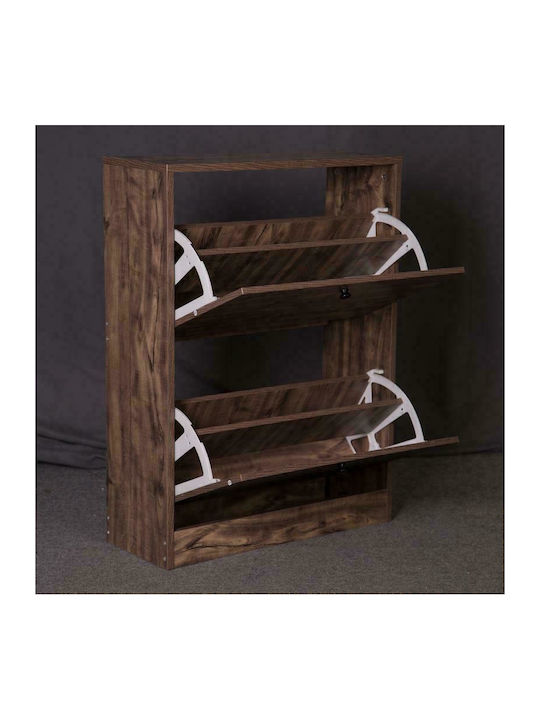 1872 Wooden Shoe Organizer with 2 Shelves Grey Oak - Black 60x23.5x81cm