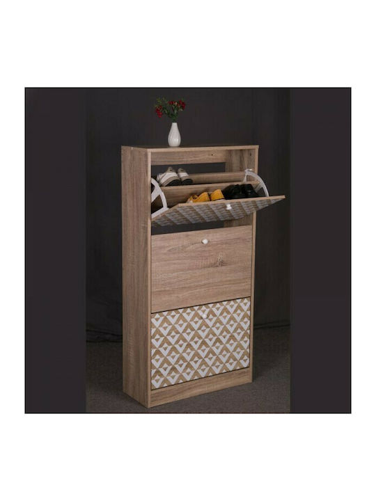 1873 Wooden Shoe Organizer with 3 Shelves Sonoma - White 60x23.5x117cm