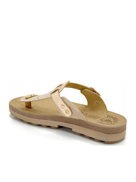 Mirabella Leather Women's Flat Sandals Anatomic Rosegold Lizard