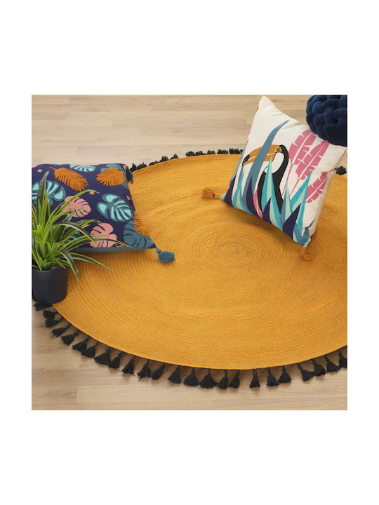 Aria Trade Rug Round Summer Cotton with Fringes Aukra