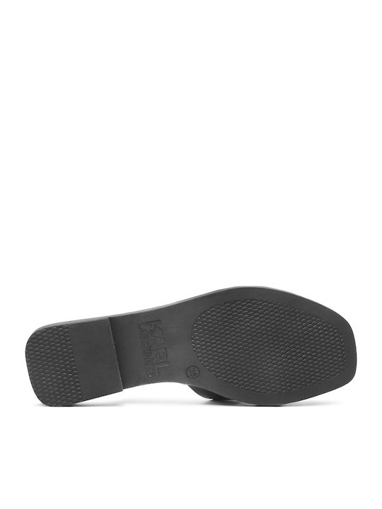 Leder Flache Sandalen für Damen in Schwarz Farbe