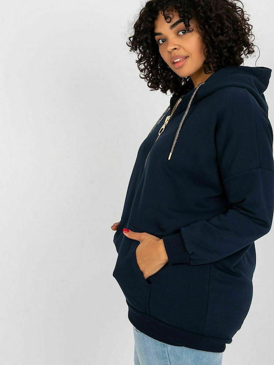 Relevance Women's Long Hooded Sweatshirt Navy Blue