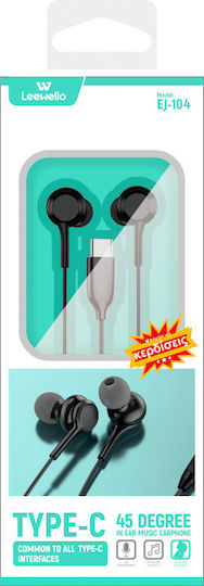 Leewello EJ-104 In-ear Handsfree με Βύσμα USB-C Μαύρο