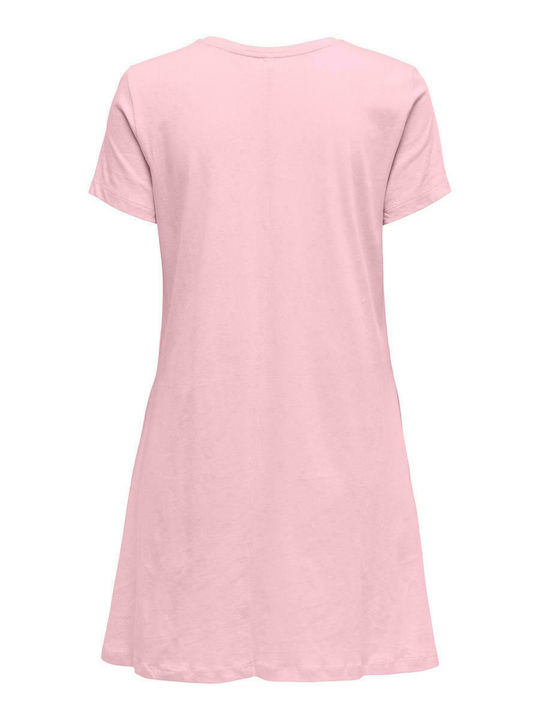 Only Rochii de vară pentru femei Mini Tricou Rochie Soft Pink