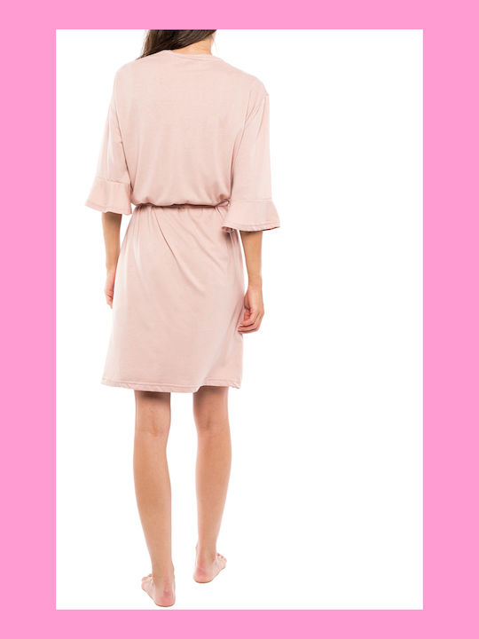 Pink Label Summer Women's Cotton Robe Salmon