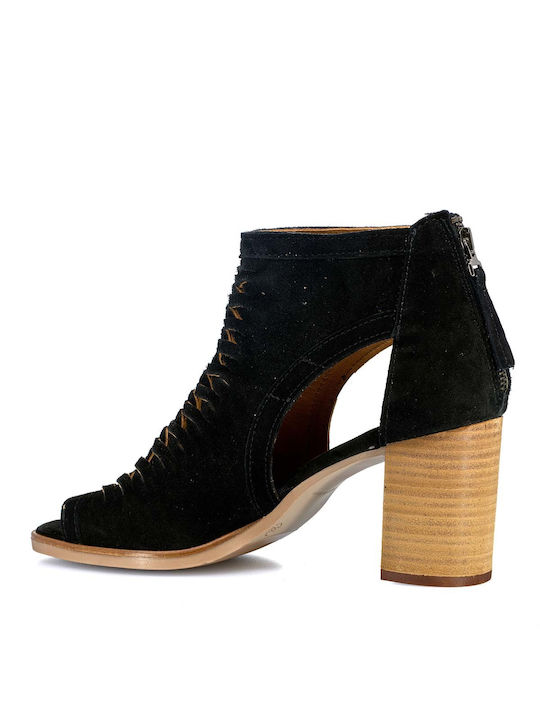 Leder Damen Knöchelstiefel Schwarz