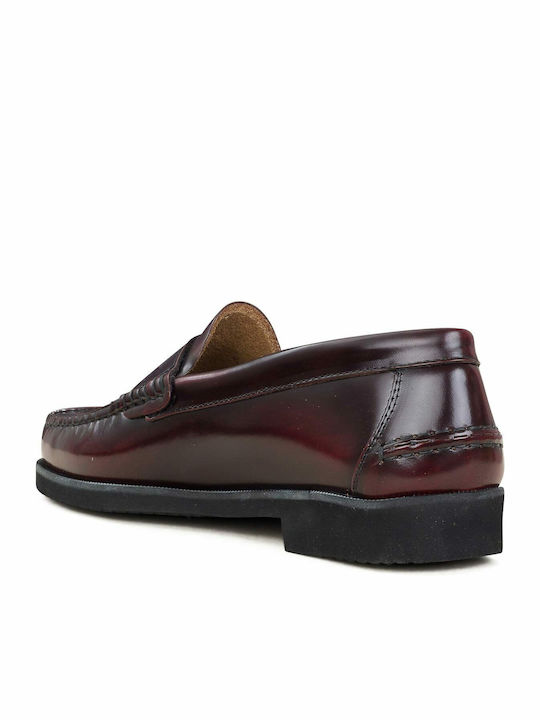 Rubber Δερμάτινα Ανδρικά Loafers σε Μπορντό Χρώμα