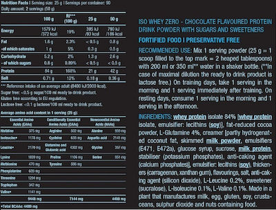 Biotech USA Iso Whey Zero With Glutamine & BCAAs Fără Gluten & Lactoză cu Aromă de Ciocolată albă 25gr