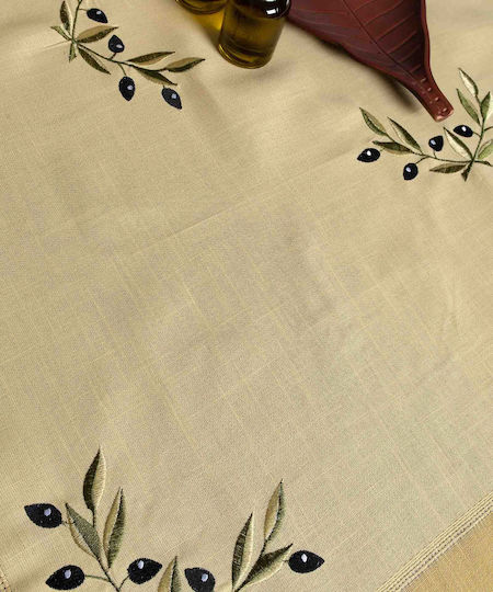Silk Fashion Rotunda Bg23a with Embroidery Yellow with Black Olive 220cm