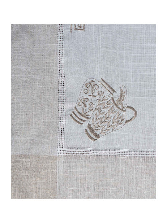 Silk Fashion Τραπεζομάντηλο Ροτόντα με Κέντημα 3741 Ivory Φ85εκ.